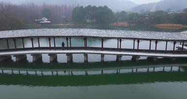 <strong>杭州</strong>冬季西湖雪景浴鹄湾雪景航拍